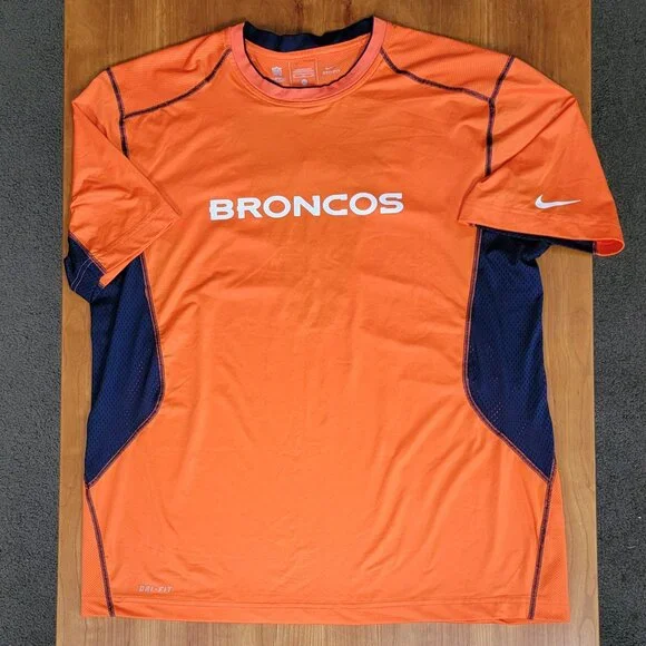 Mens Nike Dri-Fit Orange Denver Broncos Football Performance T-Shirt - XL - Picture 3 of 10